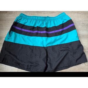 Vintage 90s Surf Odyssey Men's Swim Trunks - Size Large - Teal/Black‎